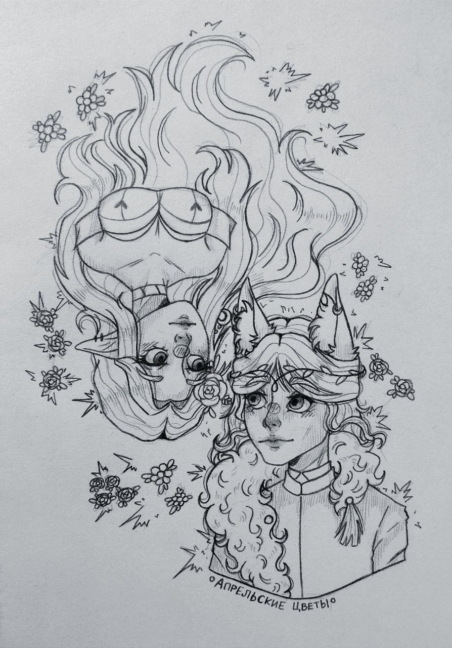 Скетч в традише без цвета 10